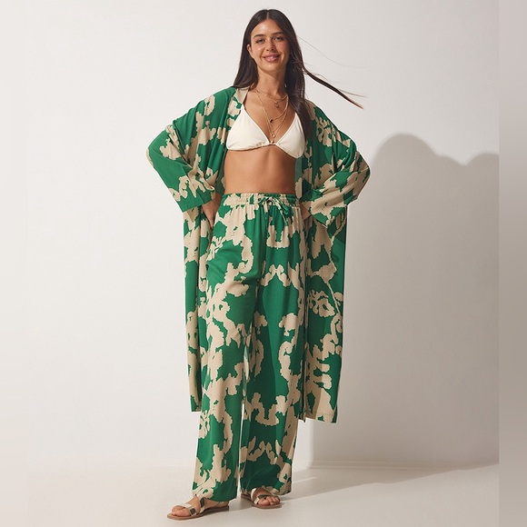 Printed Long Sleeves Kimono And Pants Set ππ€ - Picture 3 of 9